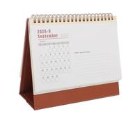 Calendrier de Bureau Minimaliste Petit Format 2025.9-2026.12 | Reliure Double Fil, Base Stable, Papier Écrivable au Dos, Format Vertical, Khaki
