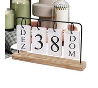 Calendrier De Bureau Perpétuel En Bois Avec Support En Métal Pour Bureau À