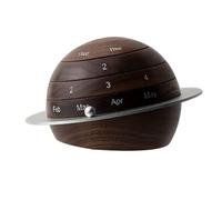 Calendrier de Bureau Perpétuel en Bois Vintage Forme Planète Marron | Texture Bois , Design Rétro Japonerie, Structure Compacte, pour Bureau et Décoration Maison