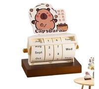 Calendrier de bureau perpétuel rotatif, calendrier à roue en bois,Calendrier Capybara à roues en bois | Calendrier de bureau calendrier perpétuel accessoires Photo calendrier pour comptoir salon salle