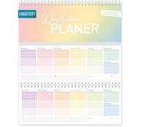 Calendrier de bureau "Rainbow" non daté Paysage 26,1 x 10,5 cm, 1 semaine par page, agenda semainier non daté pour 52 semaines, calendrier vertical - durable & respectueux au climat