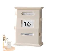 Calendrier de bureau rétro - Affichage de la date du bloc - Organiseur de bureau en bois | Style intemporel, fonctionnalité, structure cube durable avec charme pour les amis et le bureau