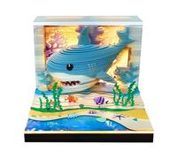 Calendrier de bureau sur pied Bloc-notes 3D en papier avec motif requin et calendrier 2026, comprenant 52 semaines Décoration de bureau vintage(Shark)