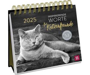 Calendrier de cartes postales 2025 : mots inspirants pour les amis des chats : calendrier hebdomadaire à poser, calendrier de bureau avec reliure à spirale. 53 cartes postales séparables