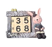 Calendrier de chalet de lapin, décor de bureau de maison en bois pour l'étude de bureau à domicile, organisateur de table en bois composite avec thème animal, 15x13 cm