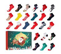 Calendrier de chaussettes - 11 pouces en polyester | Compte à rebours de l'Avent - 24 jours motifs amusants pour adultes hommes femmes adolescents chaussettes de fête humour confort