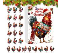 Calendrier de comptage à Rebours de Noël | Décoration rustique avec coq en acrylique 2D | Décoration de Noël Poulet avec 24 compartiments, pour arbre collection nouvelle année maison et fête