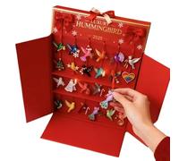 Calendrier de compte à rebours 2025, 24 jours en acrylique 2D - Décoration colorée - Ornements de colibri de Noël, pour fête d'anniversaire, bureau, maison, voiture, bureau, école, dortoir