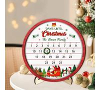 Calendrier de compte à rebours 2025 avec nom personnalisé - Couronne de Noël - Avec base - Numéro de Noël personnalisé - Décoration d'intérieur - Panneau de bienvenue - Pour famille, amoureux et amis