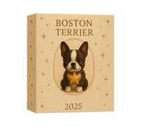 Calendrier de compte à rebours 2025 Boston Terrier | Pendentifs 2D en acrylique de 24 jours - Ornements de Noël Terrier de Boston - pour l'école, le dortoir, Thanksgiving, les vacances, les