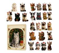 Calendrier de compte à rebours 2025 en acrylique 2D sur le thème des chats - Calendrier de l'Avent 2025 - Charme festif pour fête, arbre, cour, décoration d'intérieur, collectionneurs, amoureux des