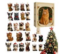 Calendrier de compte à rebours 2025 en forme de chat - Calendrier de l'Avent 2025 avec pendentif en forme de chat mignon 24 jours - Calendrier de compte à rebours festif pour intérieur et chambre à