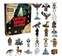 Calendrier de compte à rebours 2025, pendentifs 2D Cryptid 2D - Figurines mystères inconnues compte à rebours de Noël, pour salon, chambre à coucher, bureau, porte, fenêtre, étagère, arbre d'entrée