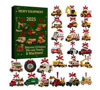 Calendrier De Compte À Rebours 2025 Pour Engins Lourds | Calendrier De Compte À Rebours De Noël 24 Jours Avec 24 Décorations De Camions | Décoration De Collection 2D En Acrylique À Suspendre