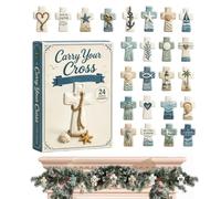 Calendrier de compte à rebours 2026 2D plat avec pendentif de foi | Décoration de Noël en forme de croix pour homme et femme - Décoration de Noël pour chambre à coucher, anniversaire, bureau