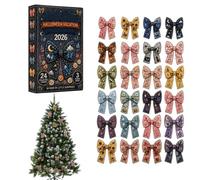 Calendrier de compte à rebours 2026 pour Halloween | Pendentifs en acrylique 2D imperméable à l'eau | Calendrier de compte à rebours sur le thème du petit nœud | Pour , femmes, familles