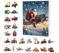 Calendrier de compte à rebours | 24 boîtes de compte à rebours jusqu'à Noël | Souvenir décoratif 2D en acrylique sur le thème du transport du Père Noël pour sapin de vacances, maison, cour