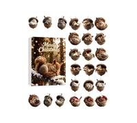 Calendrier de compte à rebours, 24 jours en acrylique plat pour famille, pendentif animal avec motif, mots d'arbre de vacances, fonction facile à accrocher, outil saisonnier, accessoire de calendrier