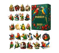Calendrier de compte à rebours : 26 x 18 cm, ornements de perroquets plats en acrylique 2D, planificateur sur le thème des oiseaux de 24 jours, décoration de Noël pour femmes, filles, adolescentes