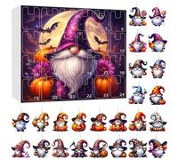 Calendrier de compte à rebours 2D pour Halloween - Avec compte à rebours - Ornement 2D en acrylique - Beige - 33 x 29 cm