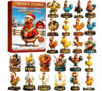 Calendrier de compte à rebours 2D réutilisable 24 jours avec pendentifs en forme de poussins pour amoureux des animaux, adolescents, arbre, fenêtre, mur, porte, cour