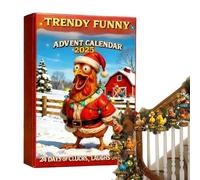 Calendrier de compte à rebours 2D réutilisable 24 jours | Compte à rebours jusqu'à Noël en forme de poulet, pour arbre, fenêtre, mur, porte, amis, adolescents, animaux allovers