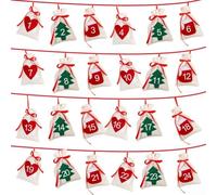 Calendrier de compte à rebours à suspendre pour Noël, matériau en feutre avec chiffres de 1 à 24, parfait pour organiser des friandises et des décorations de vacances (chiffres de 1 à 24)
