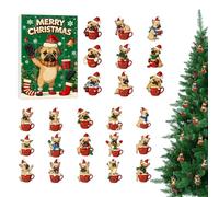 Calendrier de compte à rebours | Acrylique amusant 24 jours thème chien jouet mignon, drôle chien calendrier de Noël | pour famille maison saison des vacances fête adultes hommes femmes