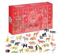 Calendrier de compte à rebours - Animal de l'Avent de Noël 24 jours - 32 figurines d'animaux réalistes, présentoir d'étagère, décoration saisonnière pour la maison