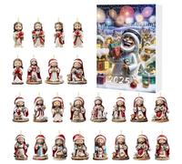 Calendrier de compte à rebours avec décorations de Noël - Compte à rebours jusqu'à Noël 24 pendentifs - Calendrier Jésus mignon 2D plat pour clôture, cheminée, arbre, salon, fenêtre, mur