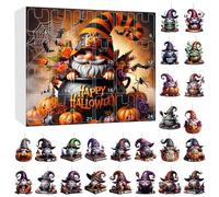 Calendrier de compte à rebours avec ornements pour Halloween, décoration de l'Avent 24 jours, décorations acryliques 2D pour arbre intérieur maison sorcière sac à suspendre