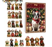 Calendrier de compte à rebours avec pendentif de Noël | 2D plat réutilisable saisonnier - Compte à rebours de 24 jours jusqu'à Noël pour décoration de chien, pour mur, porte, cheminée, arbre, amoureux