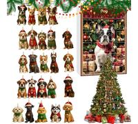 Calendrier de compte à rebours avec pendentif de Noël - Souvenir plat en acrylique réutilisable, compte à rebours de 24 jours jusqu'à Noël pour décoration de chien | Pour arbre de fenêtre,