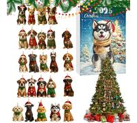 Calendrier de compte à rebours avec pendentif en forme de chien - Souvenir plat en acrylique réutilisable, calendrier de compte à rebours de 24 jours sur le thème des chiens - pour la famille, les