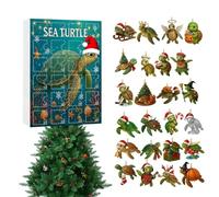 Calendrier de compte à rebours avec pendentif tortue - Calendrier de l'Avent plat de 24 jours | Ornement d'animaux marins pour sapin de Noël, décoration murale et de fenêtre, parfait pour les adultes