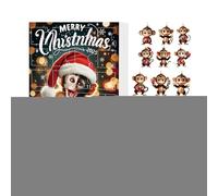 Calendrier de compte à rebours avec singe acrylique : jolies décorations pour arbres de Noël 2D de 24 pièces, jeu coloré à suspendre pendant les fêtes, matériau et , fá