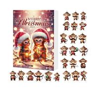 Calendrier de compte à rebours avec singe acrylique : jolies décorations pour arbres de Noël 2D de 24 pièces, jeu coloré à suspendre pendant les fêtes, matériau et , fá