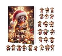 Calendrier de compte à rebours avec singe acrylique : jolies décorations pour arbres de Noël 2D de 24 pièces, jeu coloré à suspendre pendant les fêtes, matériau et , fá