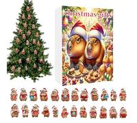 Calendrier de compte à rebours - Avent de Noël 2025 - Ornements Capybara mignons de 24 jours - Pendentif plat décoratif en acrylique 2D - Décoration de sapin de Noël - Collection de souvenirs pour les