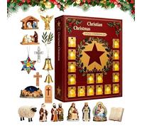 Calendrier de compte à rebours - Crèche de Noël 2D pour décoration d'intérieur | Calendrier de Noël petits jouets | Pour cuisine, bureau, église, étagère, armoire, fenêtre, porte, magasins, vacances