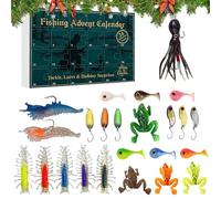 Calendrier de compte à rebours d'ange - Appât de pêche de 24 jours - Compte à rebours - Avec kit d'appâts de pêche pour les vacances - Pour hommes et pêcheurs et eau douce salée - Truite et perche