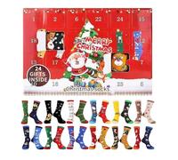Calendrier de Compte à Rebours de Chaussettes de Noël - 24 Jours et Doux,Calendrier de l'Avent avec Chaussettes - Pour Rassemblement Fête Photographie Famille Hommes Adultes Femmes