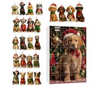 Calendrier de compte à rebours de , compte à rebours en acrylique 2D | Décoration de 24 jours en forme de chien - Pour maison, arbre, bureau, cheminée, vacances, fenêtre, porte, fête