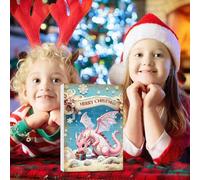 Calendrier de compte à rebours de dinosaures - Figurines de dragon de Noël - Compte à rebours 24 jours - Décoration d'intérieur pour fenêtre d'arbre, bureau, couronnes de vacances,