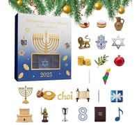 Calendrier de compte à rebours de Hanoukkah - Ornement sur le thème de Hanoukkah en acrylique 2D, calendrier compte à rebours, pendentif 24 jours, pour hommes, femmes, garçons, jeunes, famille, amis
