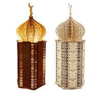 Calendrier de compte à rebours de l'Aïds - Calendrier ramdans en bois, décoration de table à faire soi-même | Veilleuse festive en forme de lune et d'étoile, décoration de vacances islamique