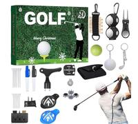 Calendrier de compte à rebours de Noël 2025 - Calendrier de compte à rebours de 24 jours - Ensemble d'outils de golf - Décoration de Noël avec balles, t-shirts, marqueurs de balle et plus encore pour