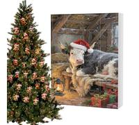 Calendrier De Compte À Rebours De Noël 2025,Décoration De L'Avent 2D Vache Highland Pour L'Hiver | 24 Jours de l'Avent Ornements Acrylique 2D Vache Highland,Pour Adultes Ados Famille Filles Garçons Ho