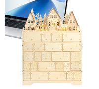 Calendrier de compte à rebours de Noël 2025 - Décoration de l'Avent festive réutilisable, calendrier de compte à rebours en bois de Noël avec lumières LED | pour adultes et amis, cheveux et femmes