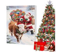 Calendrier De Compte À Rebours De Noël 2025 | Décoration En Acrylique 2D De Vache Highland | Calendrier De L'Avent 24 Jours Avec Ornements Vache Highland | Pour Adultes Familles Et